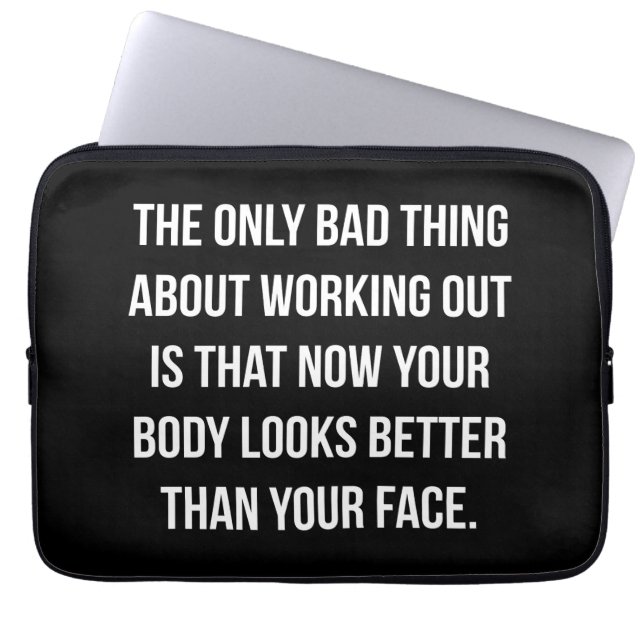 Workout Humour - Body vs Face - Funny Novelty Gym Laptop Sleeve (Front)