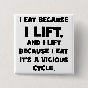 Workout Humour - I eat because I lift 15 Cm Square Badge