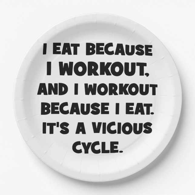 Workout Humour - I eat because I workout Paper Plate (Front)