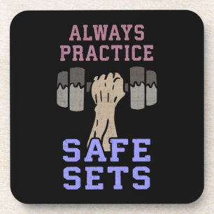 Workout Humour - Practice Safe Sets - Novelty Gym Coaster
