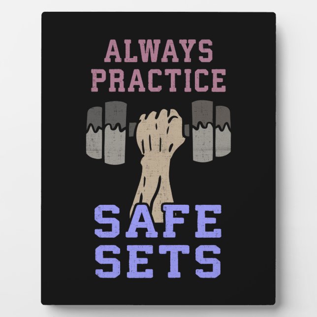 Workout Humour - Practice Safe Sets - Novelty Gym Plaque (Front)