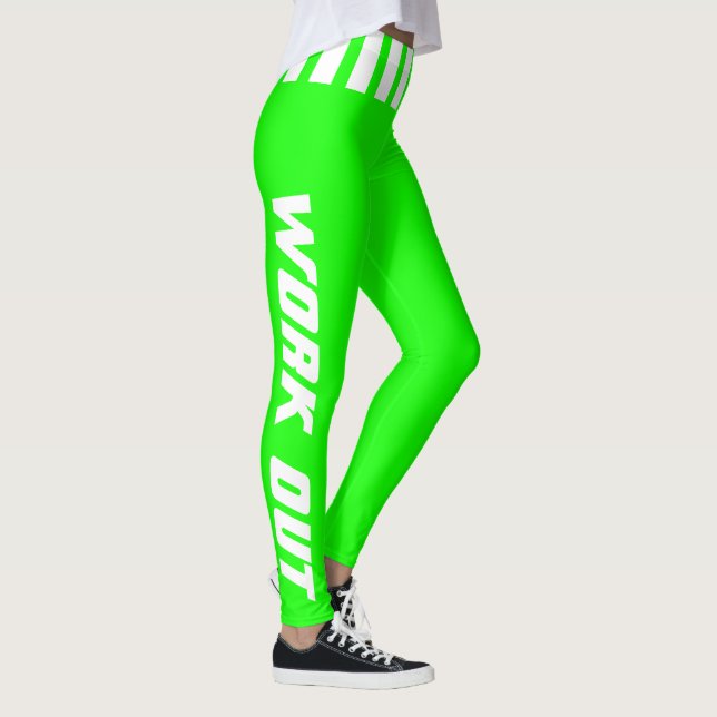 Workout in Bright Neon Green & White - DIY Colour Leggings (Right)
