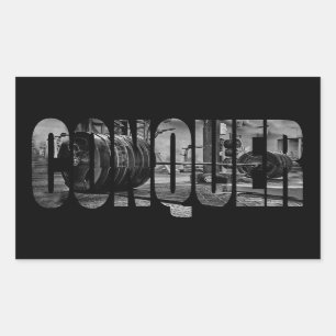 Workout Inspiration, CONQUER, Workout Motivational Rectangular Sticker