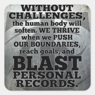 Workout Inspirational Words - Challenges and Goals Square Sticker