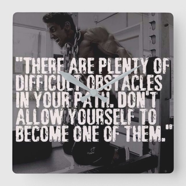Workout Inspirational Words - Obstacles Square Wall Clock (Front)