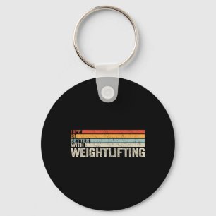 Workout Life Is Better With Weightlifting Vintage Key Ring