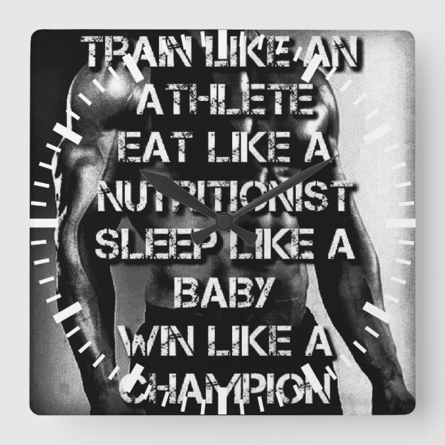 Workout Motivation - Train Like An Athlete Square Wall Clock (Front)