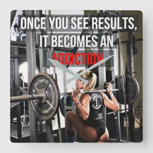 Workout Motivational Square Wall Clock