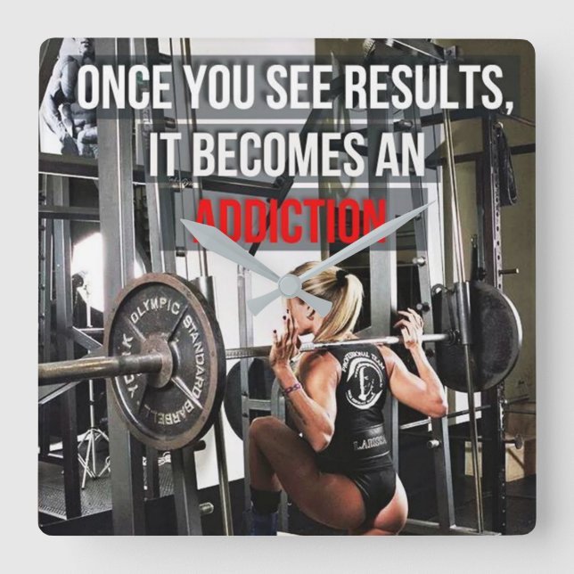 Workout Motivational Square Wall Clock (Front)