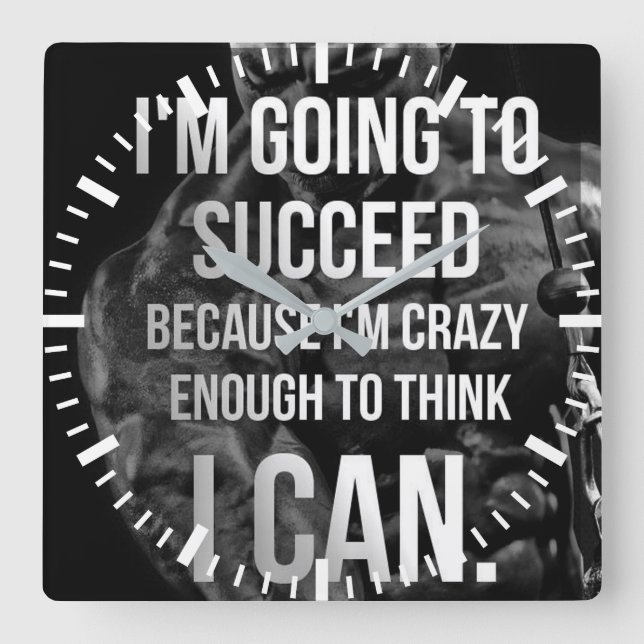 Workout Motivational Square Wall Clock (Front)