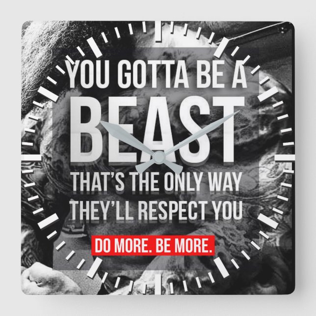 Workout Motivational Square Wall Clock (Front)