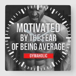 Workout Motivational Square Wall Clock