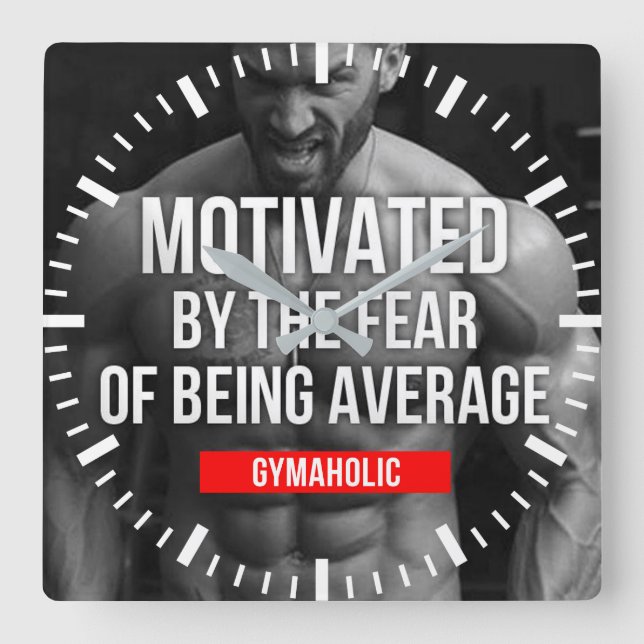 Workout Motivational Square Wall Clock (Front)