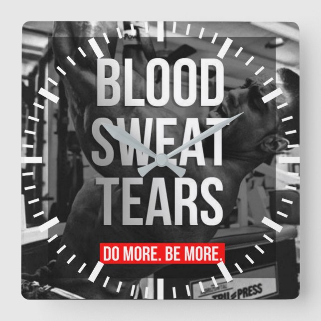 Workout Motivational Square Wall Clock (Front)