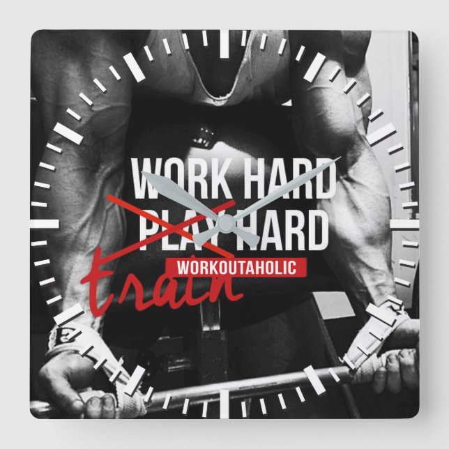 Workout Motivational Square Wall Clock (Front)