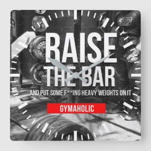 Workout Motivational Square Wall Clock
