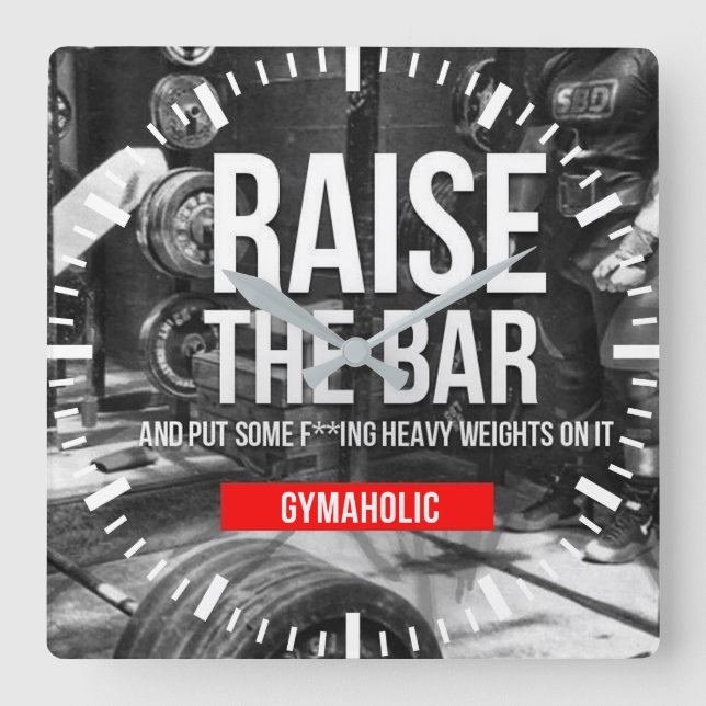 Workout Motivational Square Wall Clock (Front)