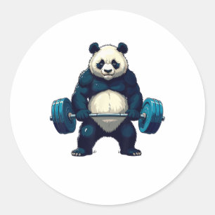 Workout Panda Deadlifter Funny Gym Tee Lifting Mot Classic Round Sticker