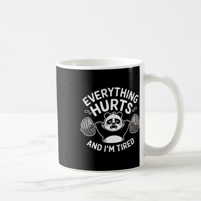 Workout Panda Everything Hurts Tired Funny Gym Gif Coffee Mug (Right)