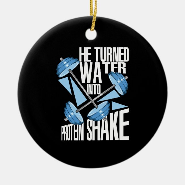 Workout - Protein Shake Ceramic Ornament (Front)