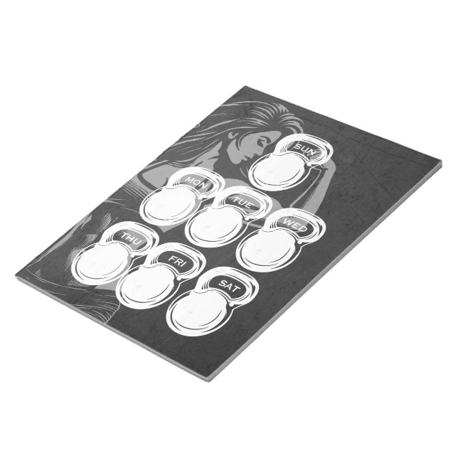 Workout Routine Weekly Planner Chic Gym Kettlebell Notepad (Angled)