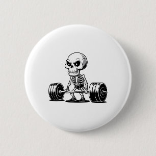Workout Skeleton Deadlifter Funny Gym Lifting Moti 6 Cm Round Badge