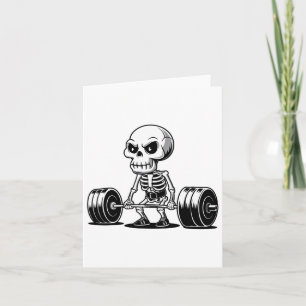 Workout Skeleton Deadlifter Funny Gym Lifting Moti Card