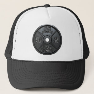 Workout - Stay Hungry, Stay Humble - Barbell Plate Trucker Hat