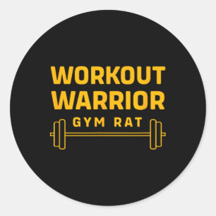 Workout Warrior Bodybuilding Funny Gym Rat  Classic Round Sticker