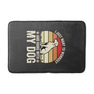 Workout With My Dog Retro Sunset Bath Mat