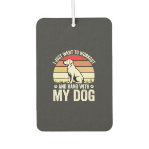 Workout With My Dog Retro Sunset Car Air Freshener