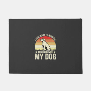 Workout With My Dog Retro Sunset Doormat