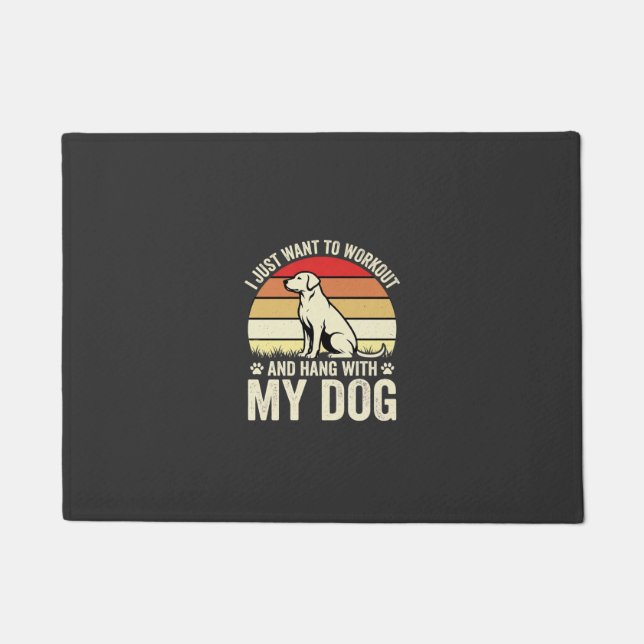 Workout With My Dog Retro Sunset Doormat (Front)