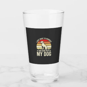 Workout With My Dog Retro Sunset Glass