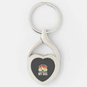 Workout With My Dog Retro Sunset Key Ring