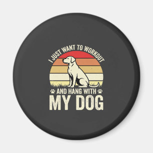 Workout With My Dog Retro Sunset Magnet