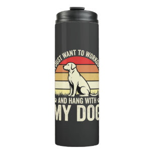 Workout With My Dog Retro Sunset Thermal Tumbler