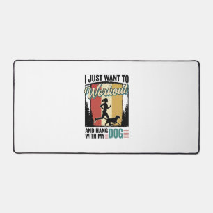 Workout With My Dog Vintage Running Shirt Design_1 Desk Mat