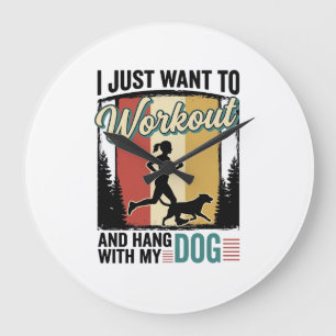 Workout With My Dog Vintage Running Shirt Design_1 Large Clock