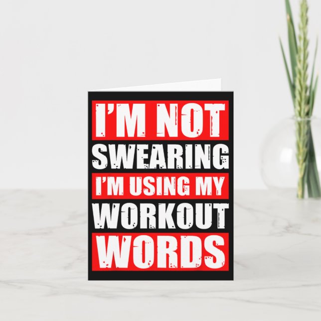Workout Words Weight Sports Gym Funny Bodybuilding Card (Front)