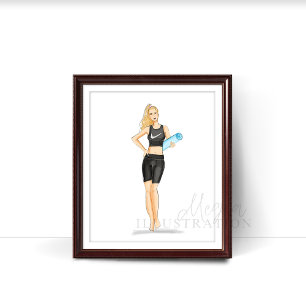 workout, yoga, fashion illustration poster