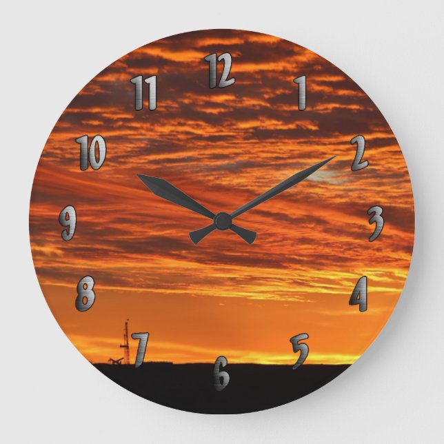 Workover Rig at Sunset Clock (with Numbers) (Front)