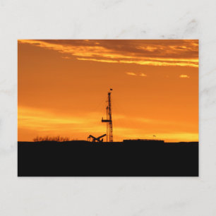 Workover Rig at Sunset Postcard