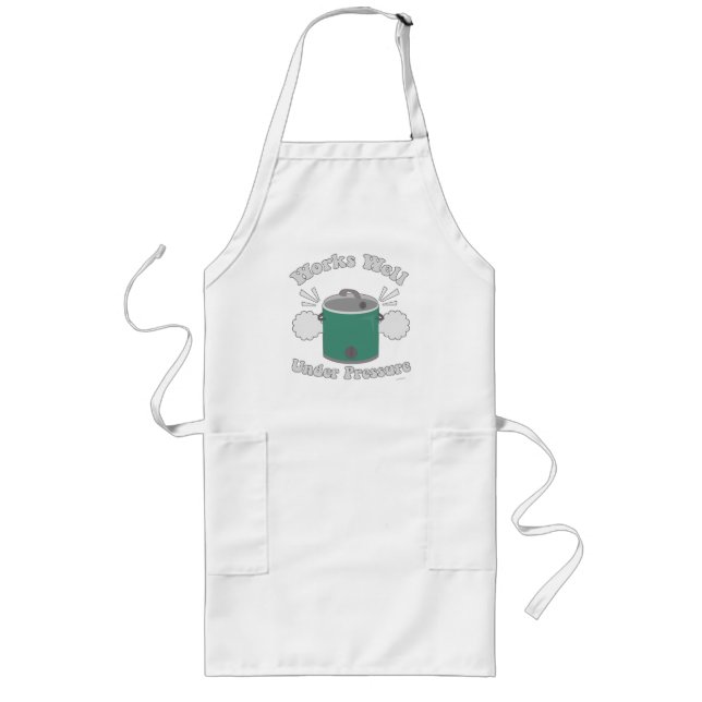 Works Well Under Pressure Slow Cooker Logo Long Apron (Front)