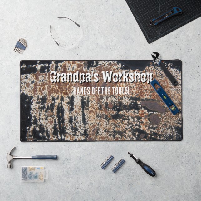 Workshop Grunge Rusty Metal Patina Customised Desk Mat (Workstation)