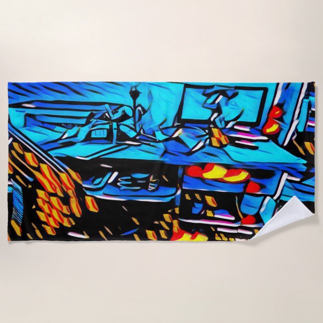 Workspace Lunch Art Beach Towel (Front)