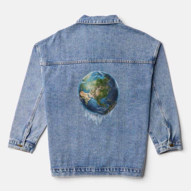 World 13 planet, universe, third planet, global denim jacket (Back)