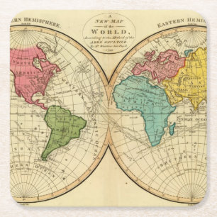 World 3 square paper coaster