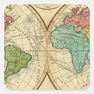 World 3 square sticker