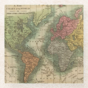 World 4 glass coaster